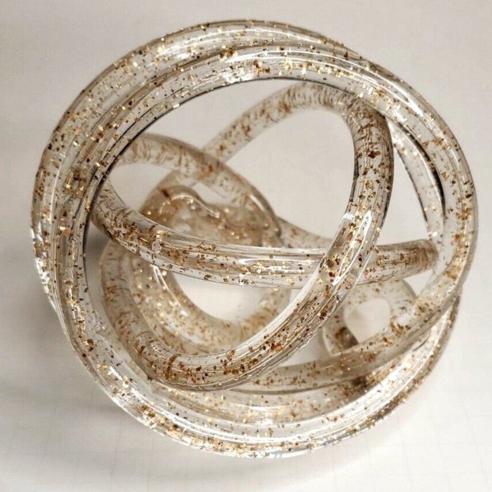 Anthropologie Gold Glitter Glass Twisted Knot Decor